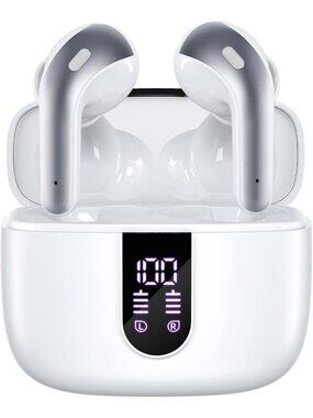 Wireless White 60H Playback LED Power Display Waterproof Ear Bluetooth Earbud